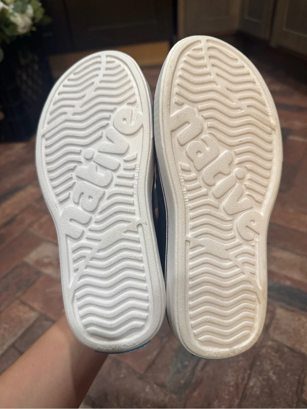 Native Miles kids’ Perforated Slip-On Shoes in Navy (NWOB) and Black(nearly new)